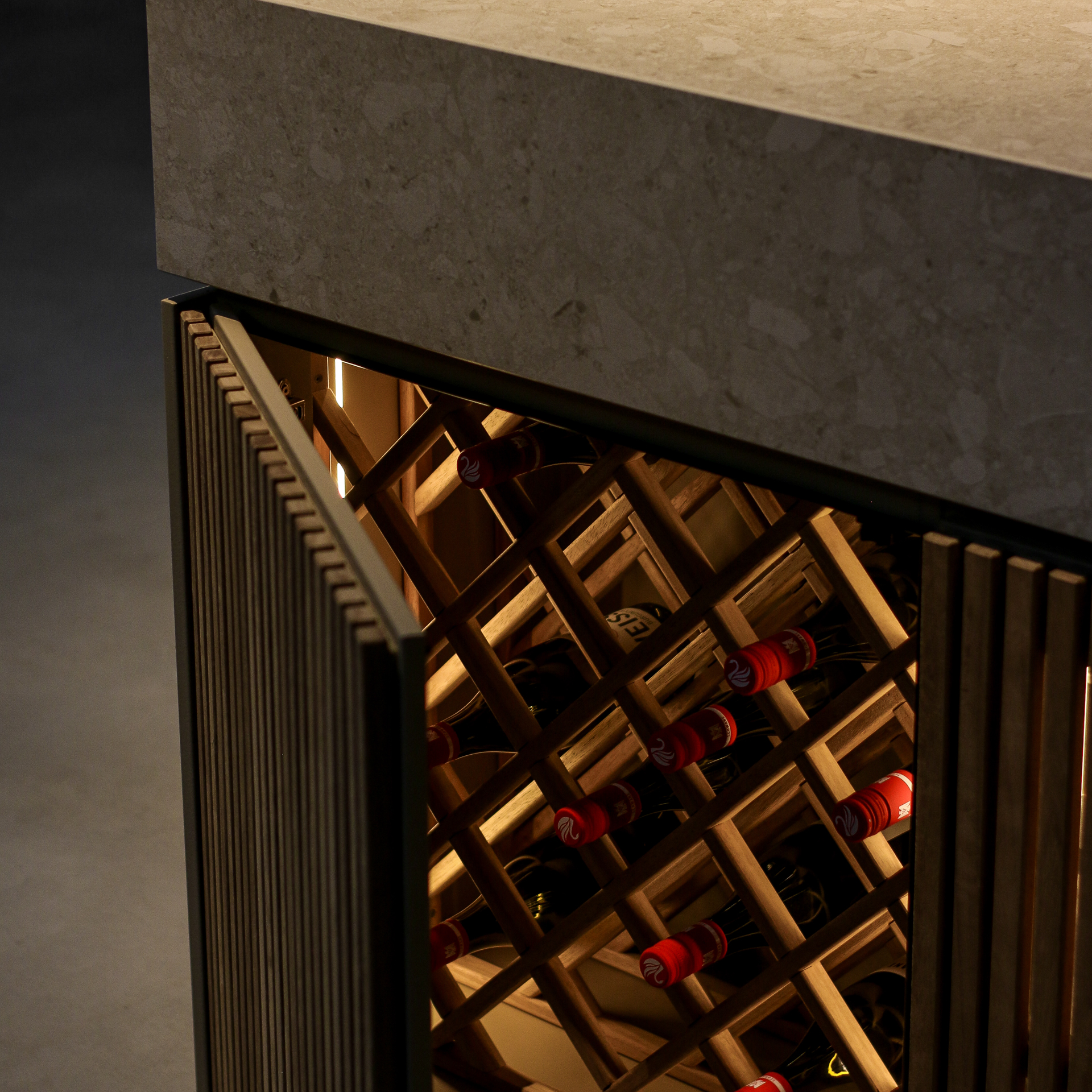 Floating Bar concealed cooking surface and architectural top