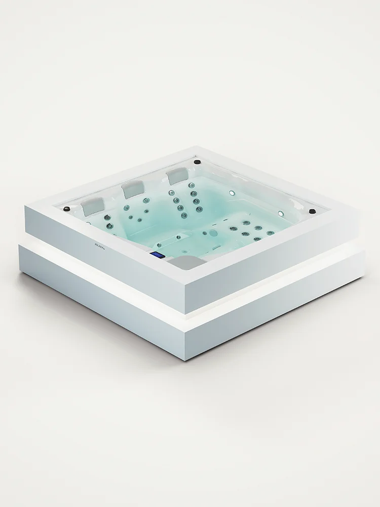 Serenity spa — Alba acrylic interior with Grey Storm Solid Surface exterior furniture
