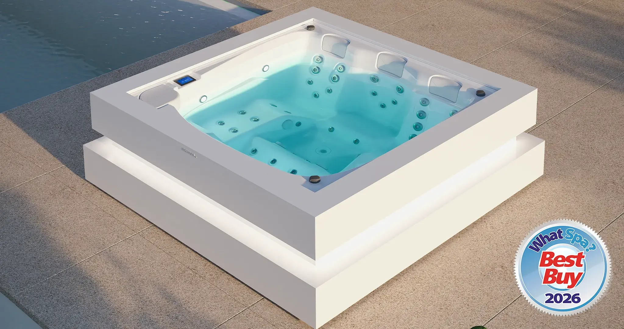 Serenity spa installed in a contemporary outdoor setting