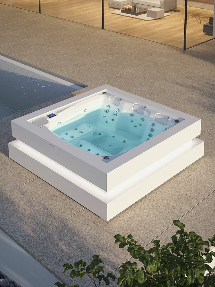 Serenity spa seen from above, showing its seating layout